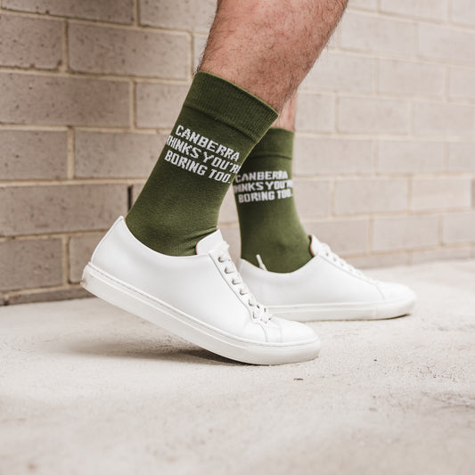 Canberra Thinks You're Boring Too Socks
