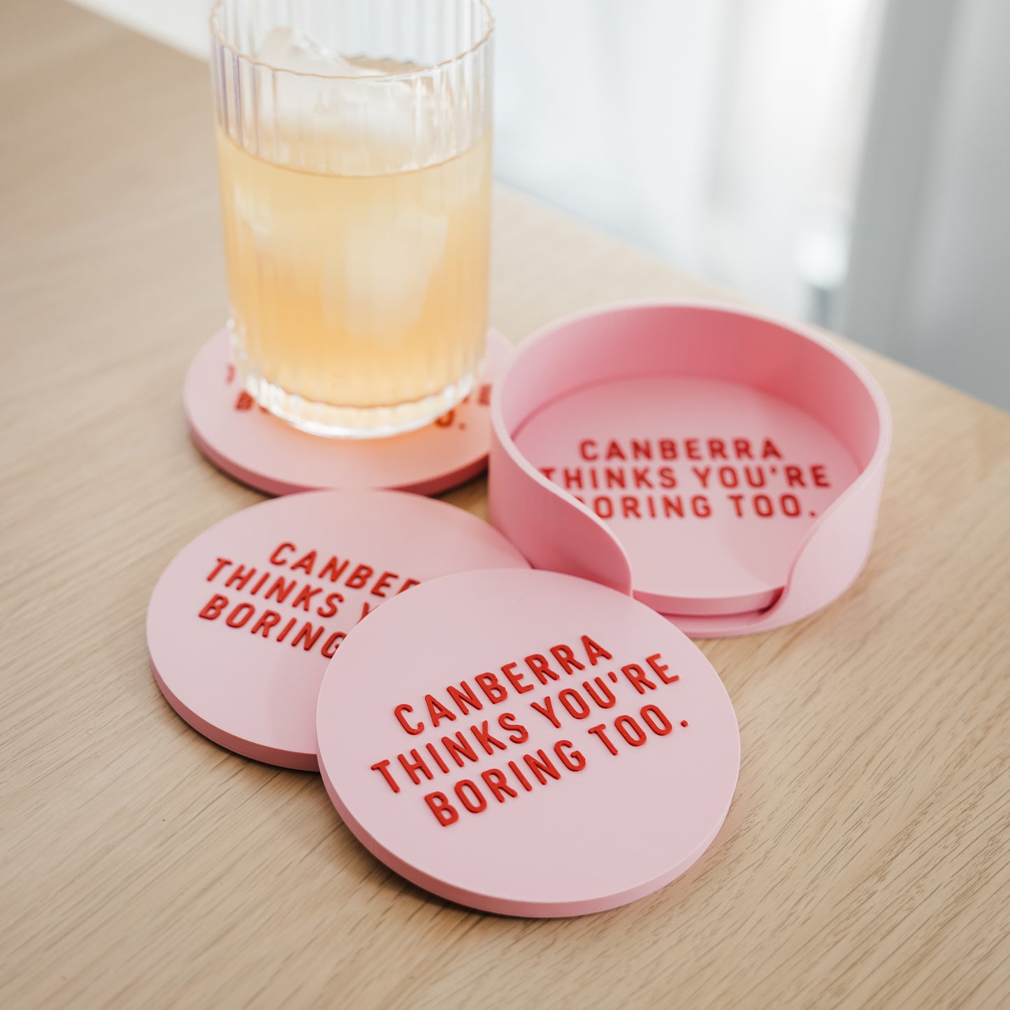 Canberra Thinks You're Boring Too Holiday Coaster Set