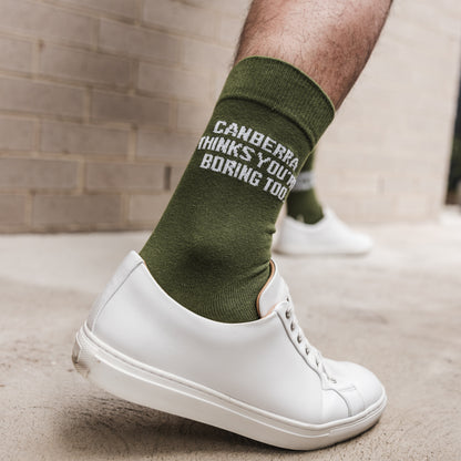 Canberra Thinks You're Boring Too Socks