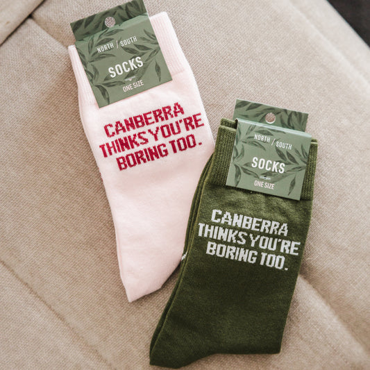 Canberra Thinks You're Boring Too Socks